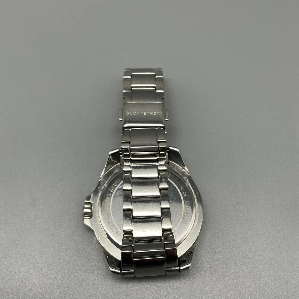 Michael Kors Womens Watch 33mm Pink Crystals Stainless MK-6929 New Battery 6.25